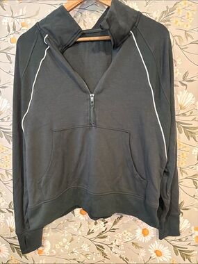 Danskin Dark Green Half-Zip Pullover with White Piping